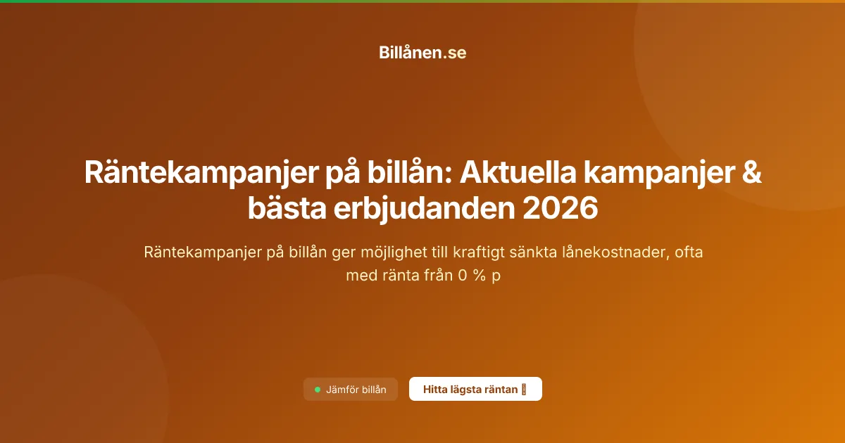 Räntekampanjer på billån: Aktuella kampanjer & bästa erbjudanden 2026